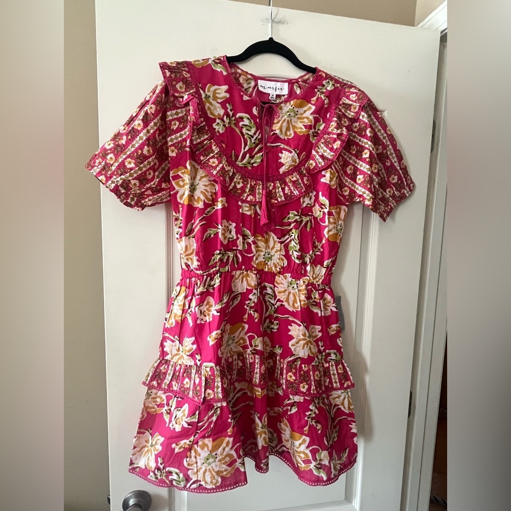 Maisie Designer Vibrant Pink Cotton Mini Dress Women’s Size Medium - Picture 7 of 15